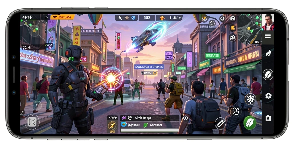 Tampilan gameplay menarik dari 4P4P dalam simulasi dunia virtual.