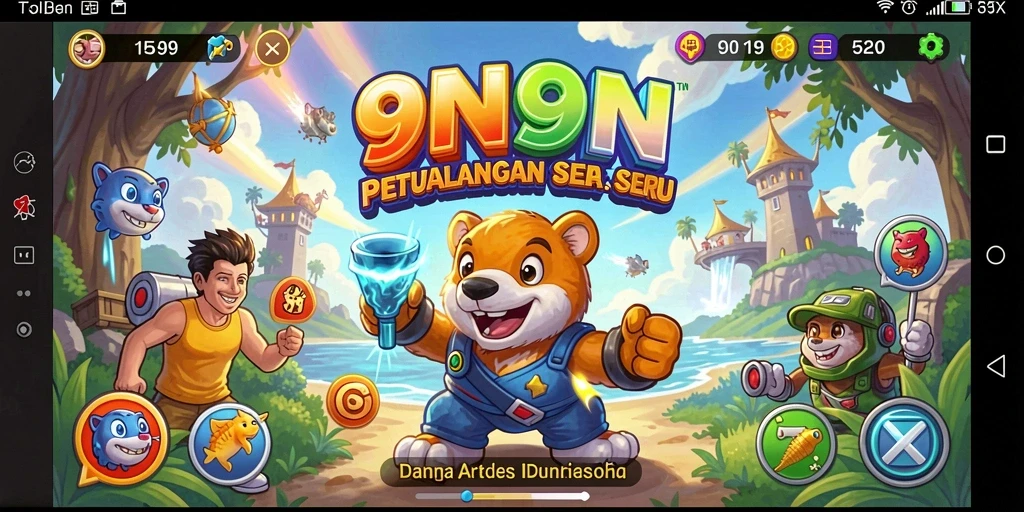 Tampilan gameplay intense dalam 9N9N dengan aksi cepat dan tantangan seru.
