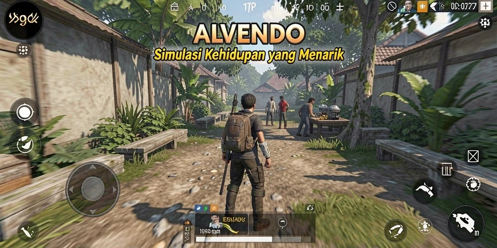 Tampilan gameplay menarik dalam ALVENDO yang menunjukkan interaksi karakter.