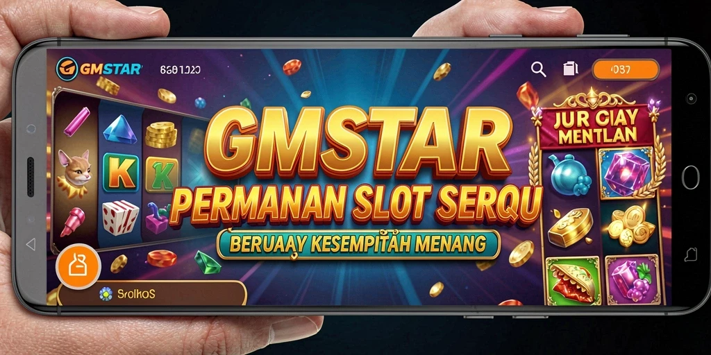 Tampilan screenshot gameplay GMSTAR dengan gulungan slot yang penuh warna.