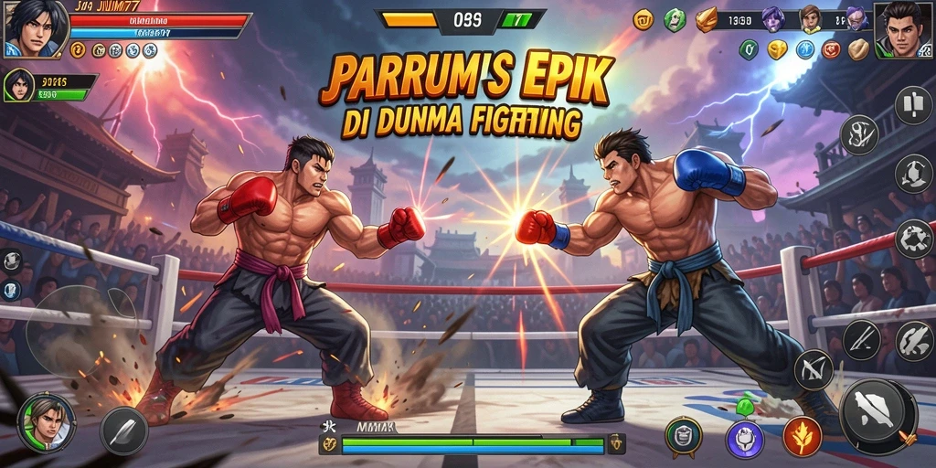 Gameplay JARUM77 menunjukkan pertarungan intens dengan karakter-kareakter unik.