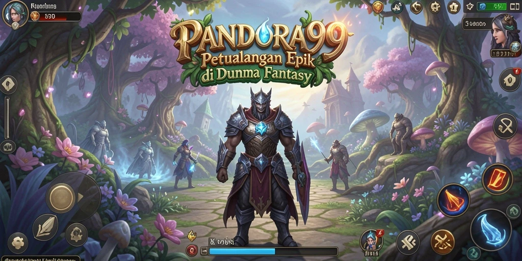 Screenshot gameplay PANDORA99 menampilkan pertempuran seru di dunia RPG.