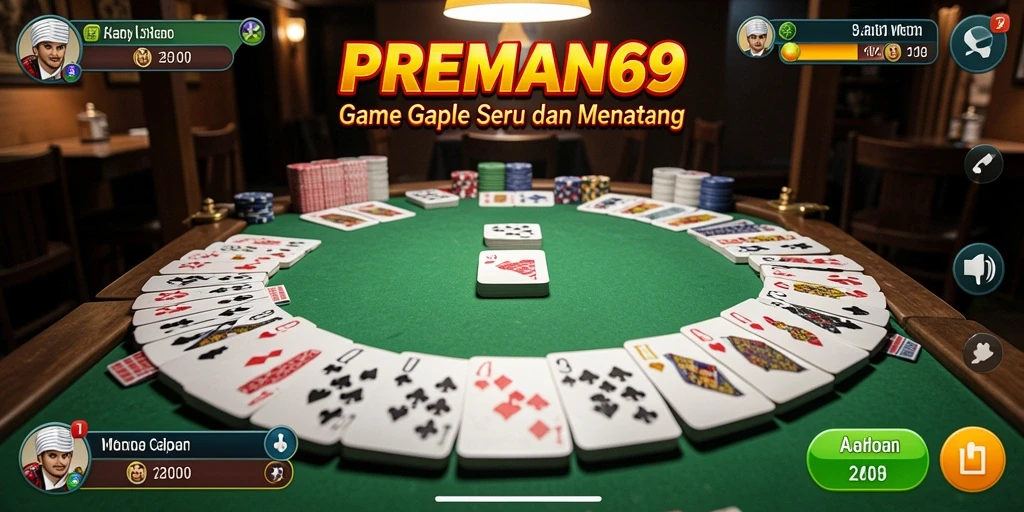 Tampilan gameplay Gaple yang seru dan menantang di PREMAN69.